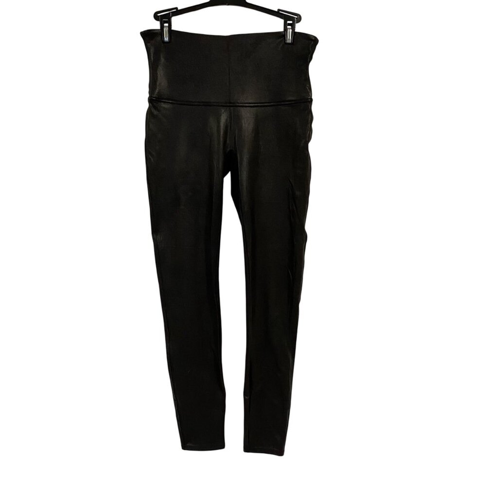SPANX Faux Leather Black Leggings Size XL